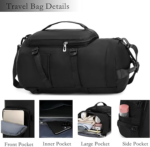 Miniatura 6 de Bolsa de gimnasio para mujer, mochila de lona impermeable, bolsa deportiva con compartimento para zapatos, mochila de mano para viajes, yoga,