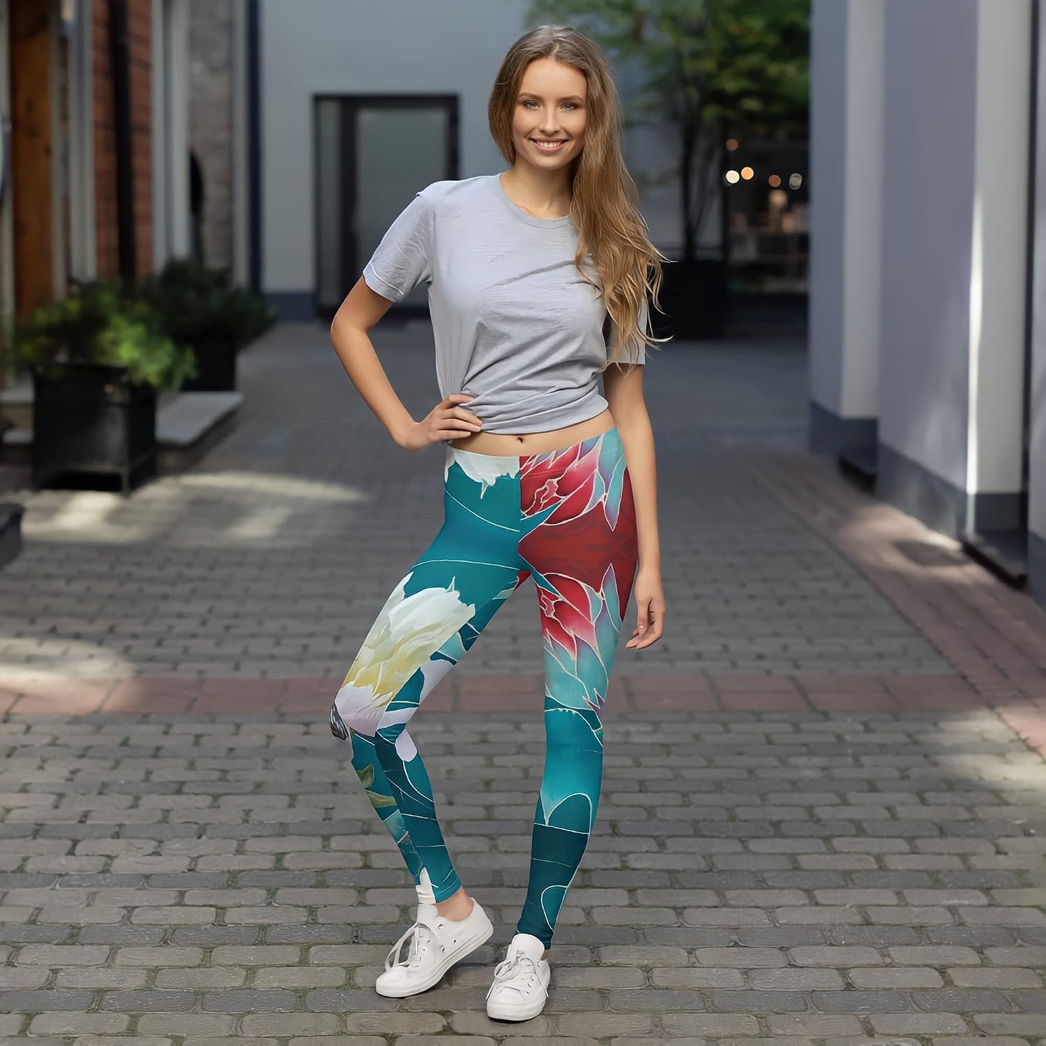 Japanese UPF 50+ Four-Way Stretch Elastic Waistband Yoga Fitness Butterfly Leggings