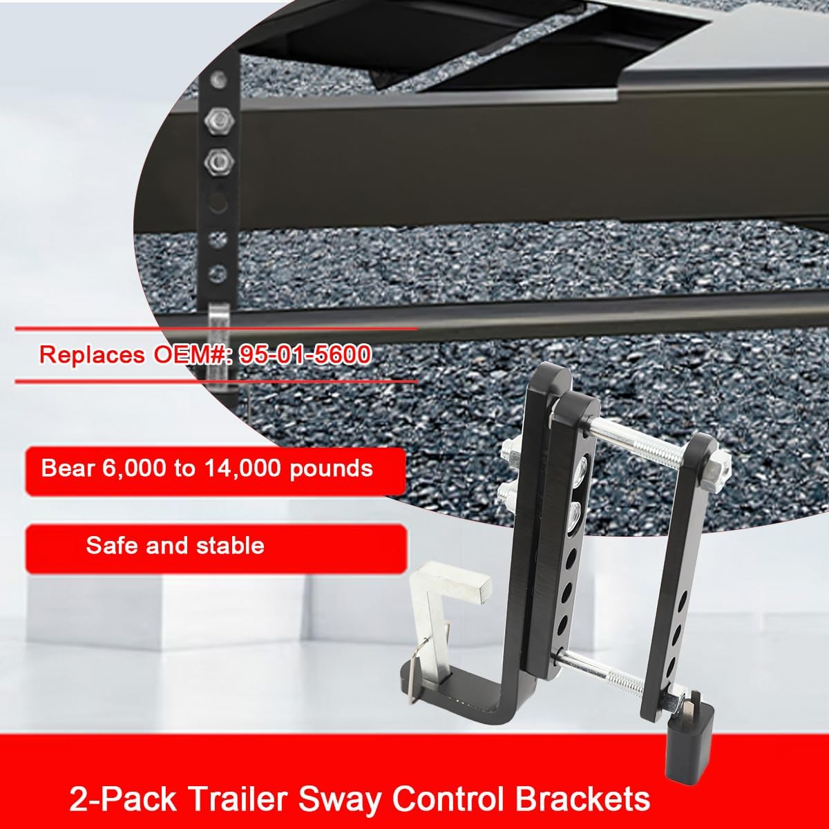 2Pcs Trailer Sway Control Bracket Kit, Replacement Sway Control Bar Bracket for Equalizer Weight Distribution, Replace Part95-01-5600, Fit 3,4,5,6Trailer Frame