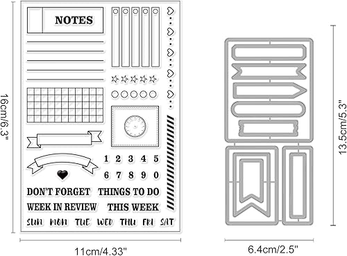 Vista 9 de INFUNLY Sellos y troqueles de gato para hacer tarjetas, juego de sellos y troqueles transparentes para corte de metal, sellos de goma de silicona