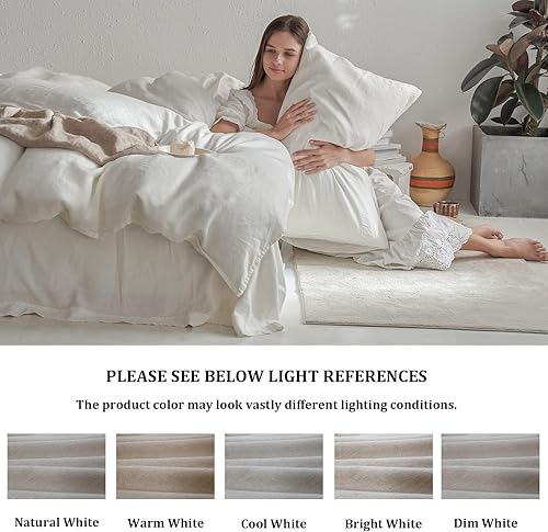 Miniatura 4 de TOSMO Juego de funda de edredón de lino, 100% lino francés natural, juego de 3 piezas, suave y transpirable para personas que duermen con calor, 1