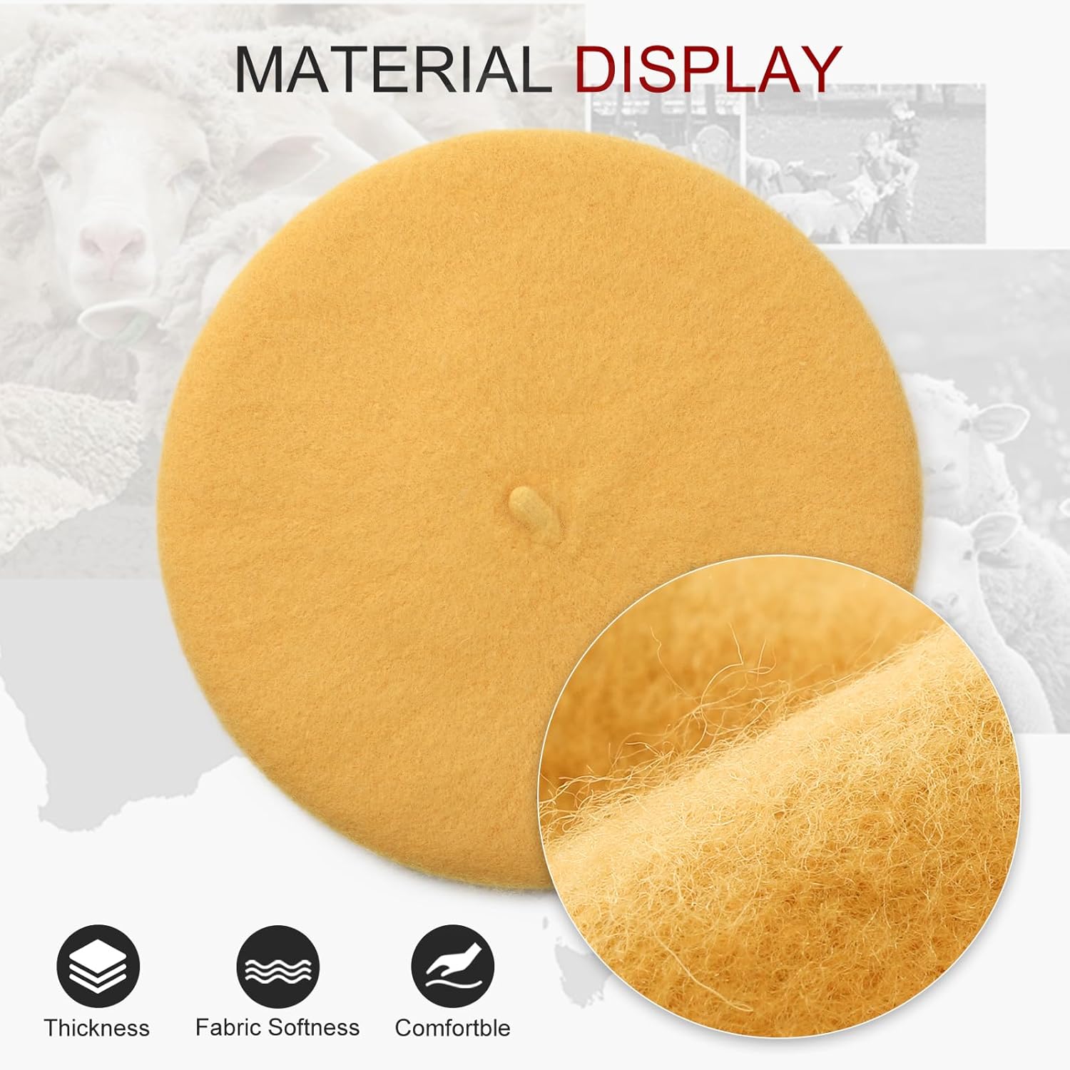 Sumolux Women Beret Hat Wool Vintage French Solid Color Classic Winter Cap - Image 5