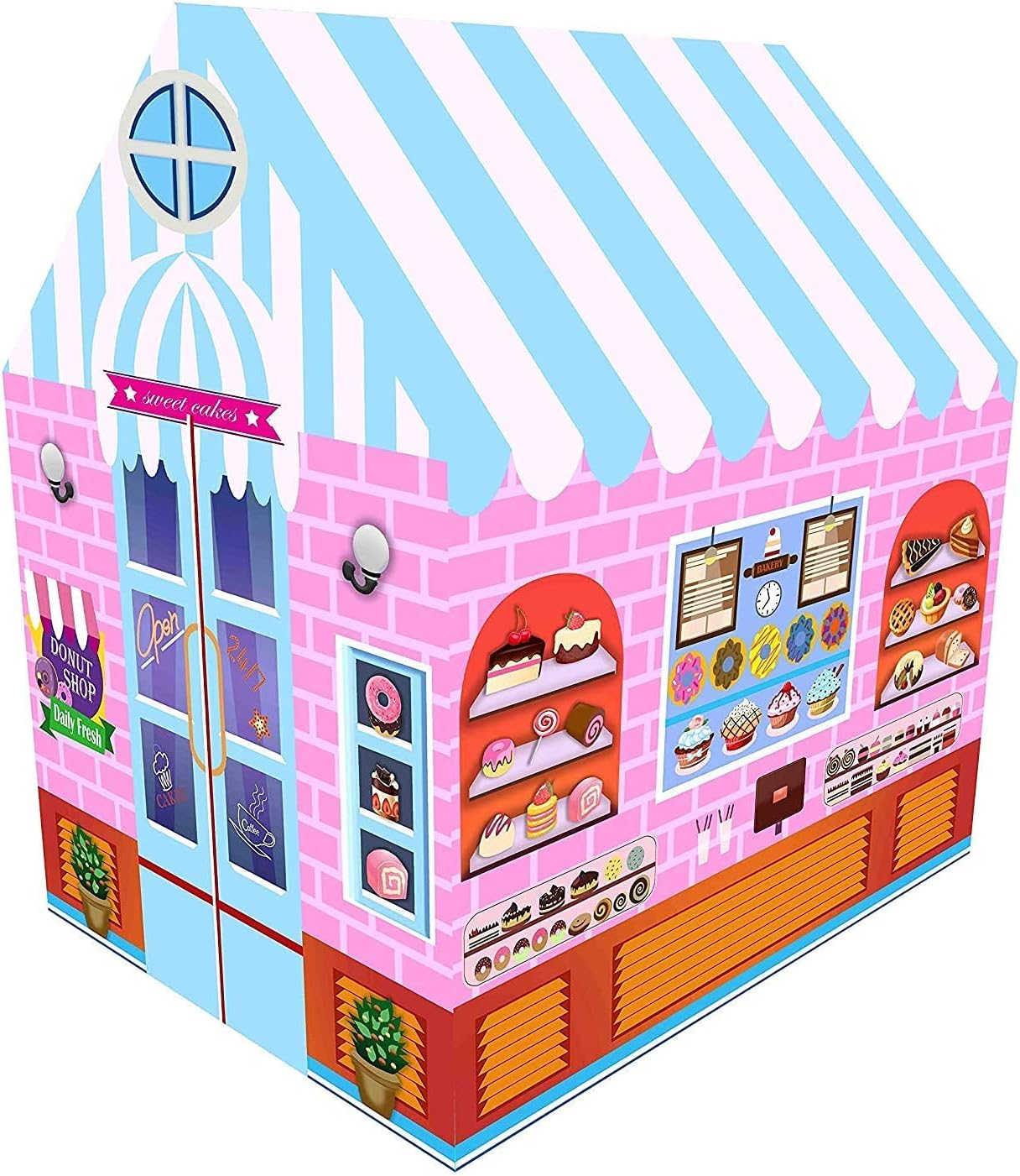 REAVIAN® Baby Candy Shop Tent House for 10 Year Old Kids Girls Boys for Indoor Outdoor Waterproof and Light Weight Ice Cream Kitchen Trolley Play Cart Kitchen Set Toy with Lights and Music Great Gift