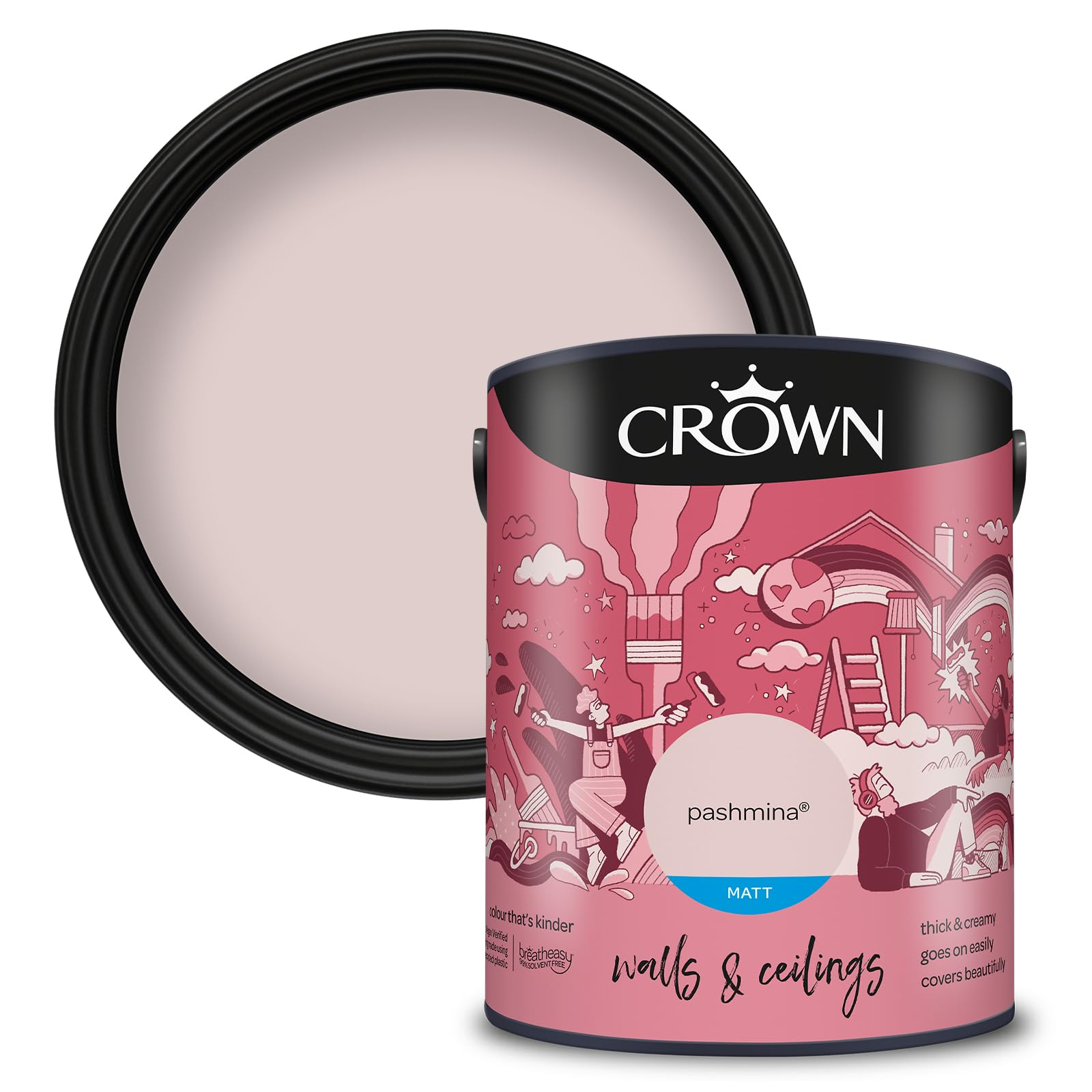 Crown Matt Emulsion Paint, 5L, Pashmina 19 cm x 18.80 cm x 23.70 cm