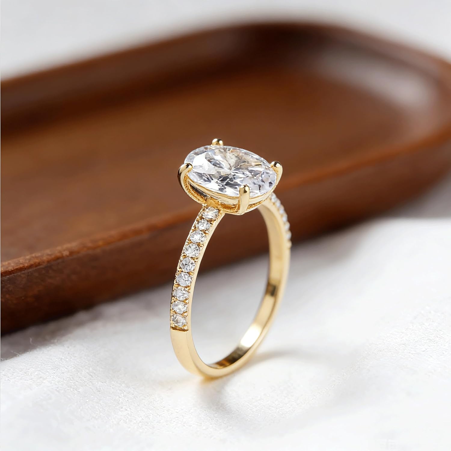 14K Gold Plated Oval Engagement Ring for Women 925 Sterling Silver 1CT/2CT/3CT Solitaire CZ Cubic Zirconia Promise Ring Wedding Band Size 5-9 - Image 6