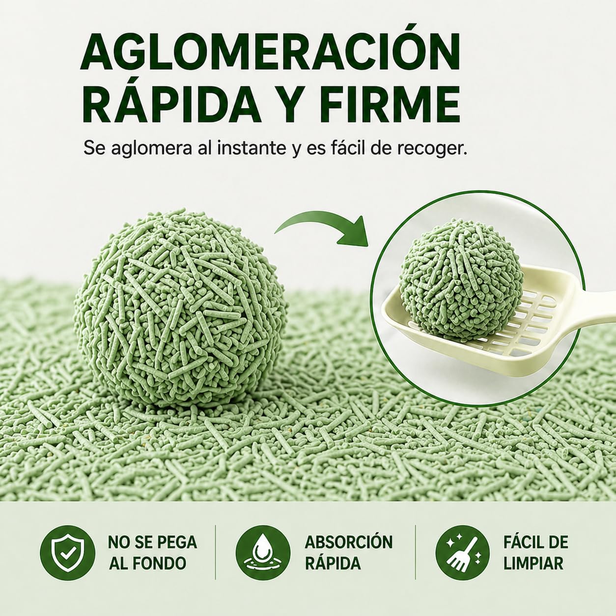 Arena para Gatos de Tofu Aglomerante 10kg (20L), 100% Natural y Biodegradable, Soluble en Agua y Desechable por WC, Baja en Polvo, Control de Olores, 4 Aromas Disponibles