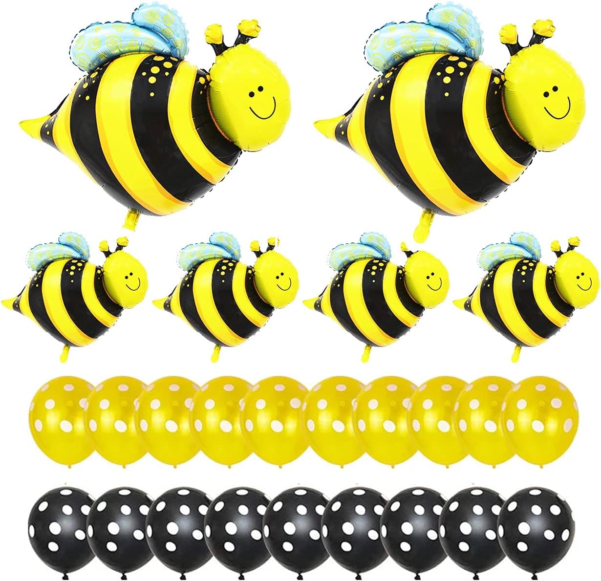 Bee Foil Balloons Black Yellow Latex Balloons Set for Baby Shower Birthday Bumblebee Party Decor Supplies