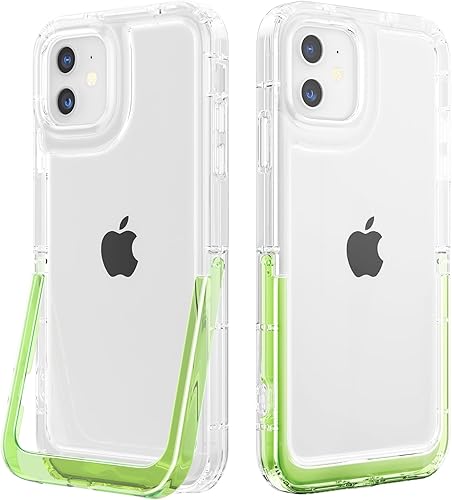 ZCDAYE Diseñada para iPhone 11, funda transparente con soporte compatible con carga inalámbrica de TPU parachoques invisible, soporte invisible,