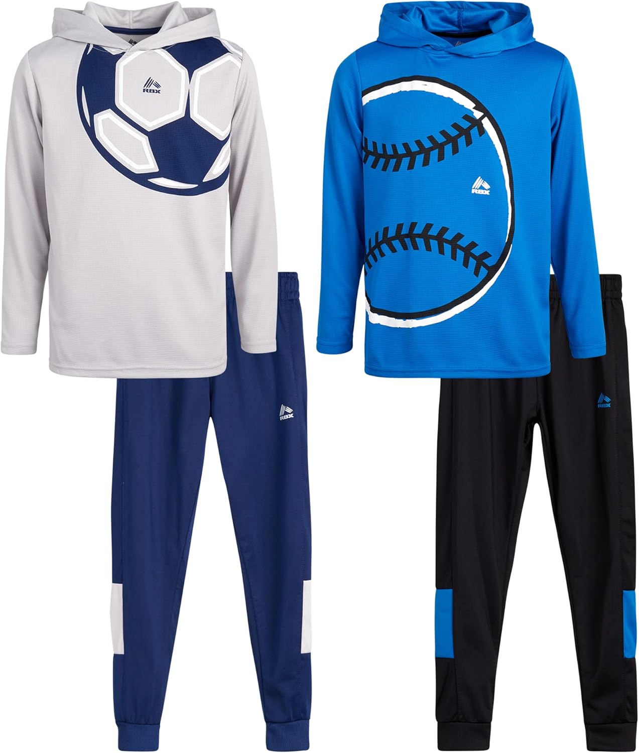 RBX Boys Tracksuit Set - 4 Piece Pullover Thermal Boys Hoodie Sweatshirt and Tricot Jogger Sweatpants Outfit (Sizes 8-12)