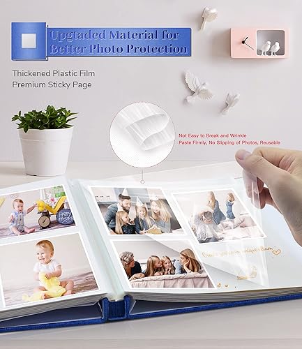 Miniatura 93 de Álbum de fotos autoadhesivo para fotos de 3 x 5, 4 x 6, 5 x 7, 8 x 10, 40 páginas, cubierta de lino con ventana de exhibición, libro de fotos, Negro