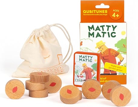Matty Matic Interactive Math Audio Game for Kids Ages 4+ | Learn addition and subtraction in a garden adventure; wooden audio blocks; STEM play; requires Qubitunes stage