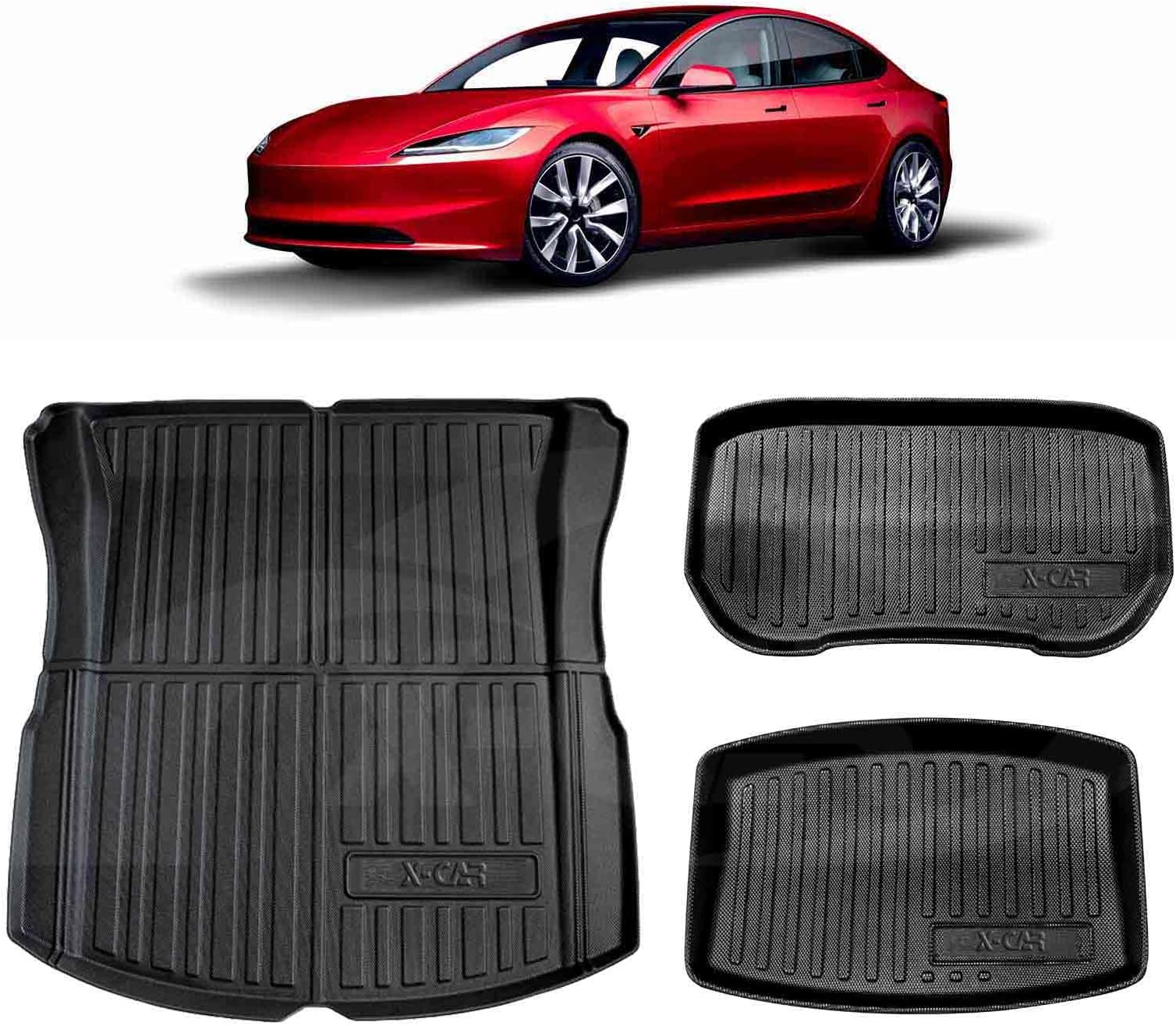 XCAR AllWeather 3D Interior Liners Set Frunk Rear Trunk Boot Well