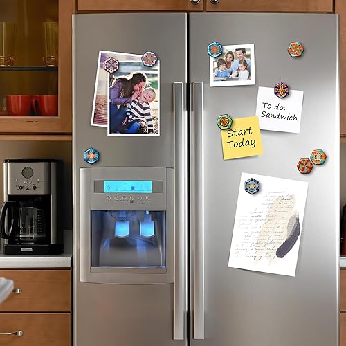 Miniatura 3 de MORCART 30 imanes hexagonales para refrigerador, bonitos imanes para casillero, imanes decorativos para refrigerador, pizarra, gabinete, oficina,