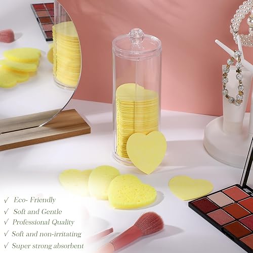 Vista 127 de Sieral 120 esponjas faciales comprimidas con contenedor, almohadillas de esponja desechables para lavar la cara, exfoliante, esteticista, Verde