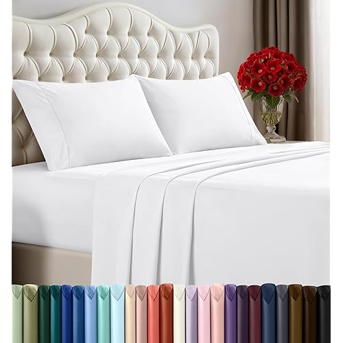 Utopia Bedding Queen Sheet Set 4 Piece Bed Sheets for Queen Size Bed, Hotel Luxury, Extra Soft, Cooling Bed Sheets - Wrinkle, and Fade Resistant (White)