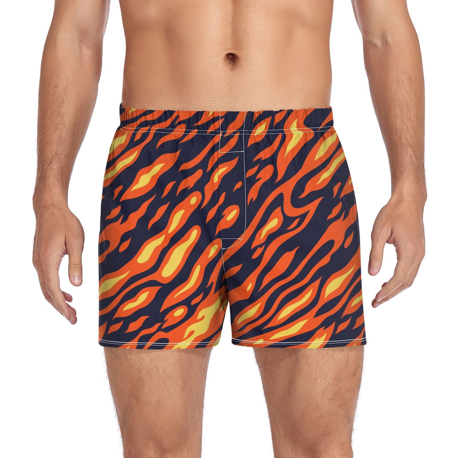Men's Boxer Shorts Cotton Loose Underwear with Button Fly