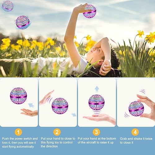 Miniatura 3 de Juguetes de bola voladora, bola de orbe volador, bola giratoria galáctica, bola de orbe flotante, juguete mágico volador con LED, juguetes geniales