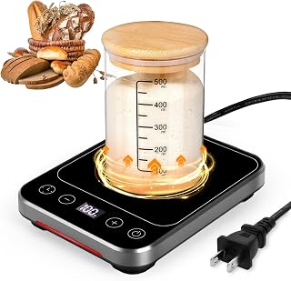 Sourdough Starter Warmer Mat, Sourdough Heating Mat for 24–40oz Jars, Precise 1°F Thermostat Control (70-100°F) Sourdough Warmer, 0-12 Hour Timer, Auto Shut-Off, Ideal for Home Baking