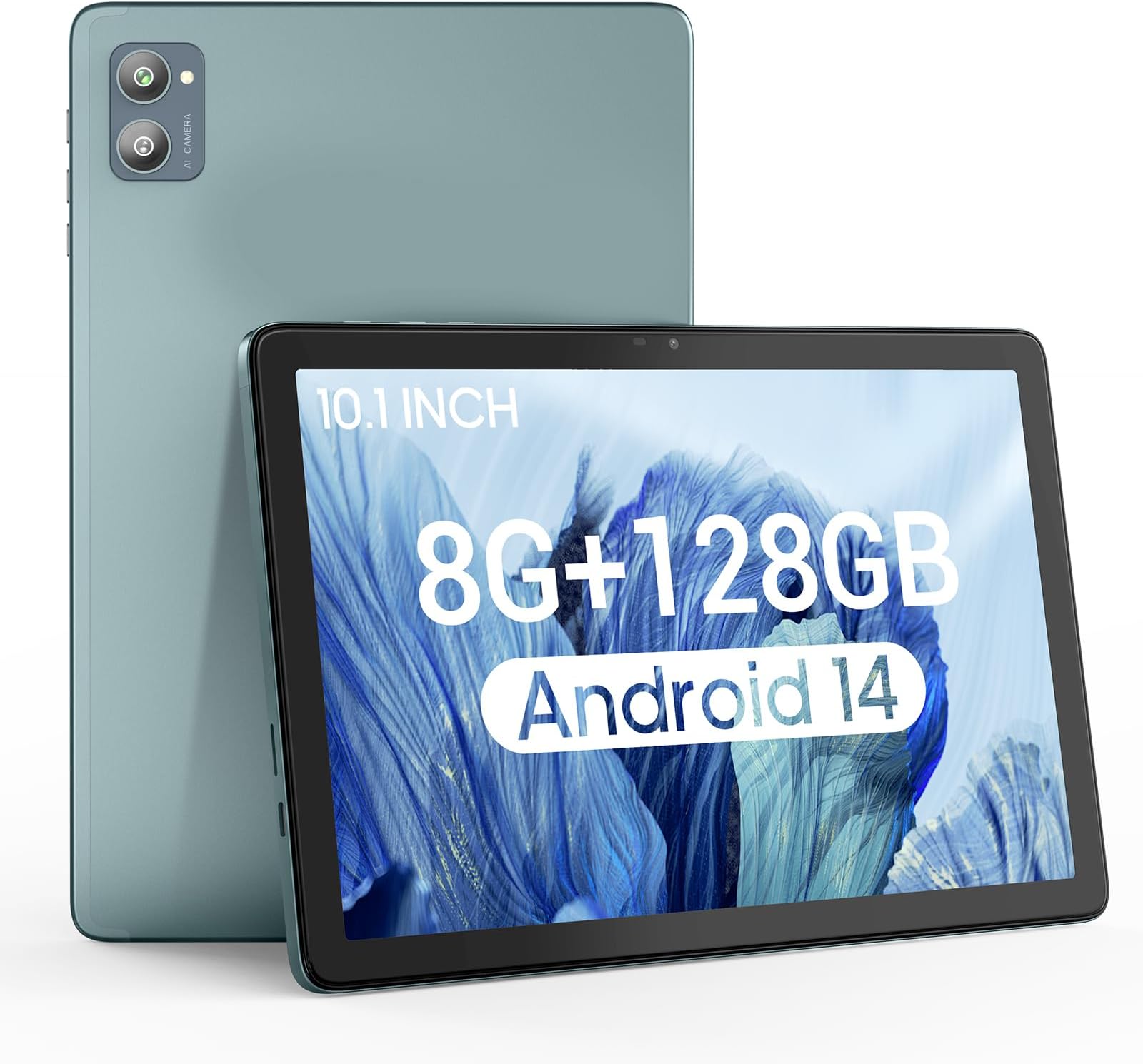 10.1 Inch Android Tablet, Android 14 Tablets with 128GB+8(4+4 Expand) GB, 2.4+5G WiFi Tablet PC with FHD IPS Touch Screen, Dual 13MP+5MP Camera, Dual Stereo Speakers, Bluetooth5.0, GPS