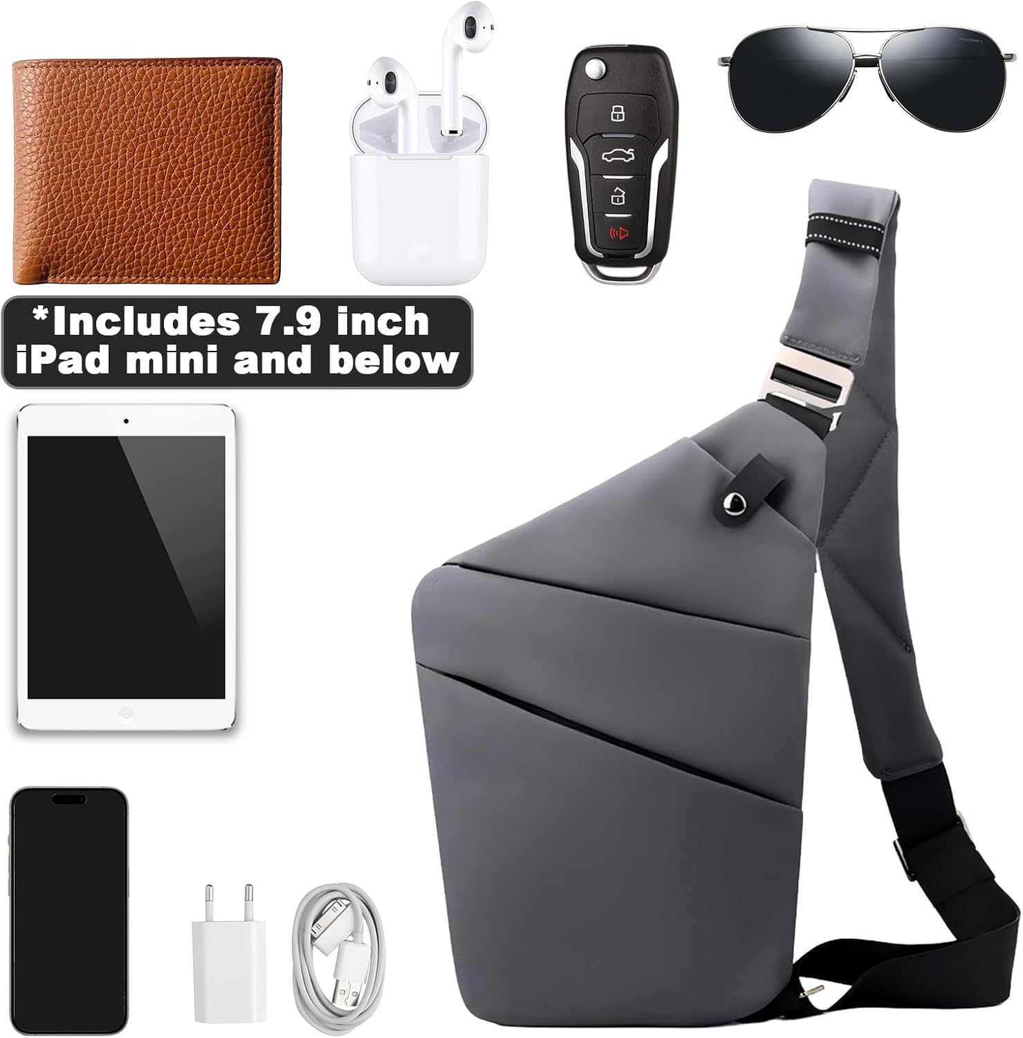 Anti Theft Travel Bag, One Shoulder Large Capacity Cross-body Bag Chest Fashion Lightweight Sling Bags for Travel Sports - Image 3