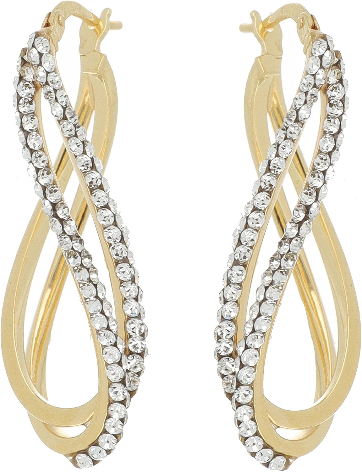 2begold Earrings in 18kt Gold and 925 Sterling Silver Model Dea Senia with Luminous Crystals (yellow gold)