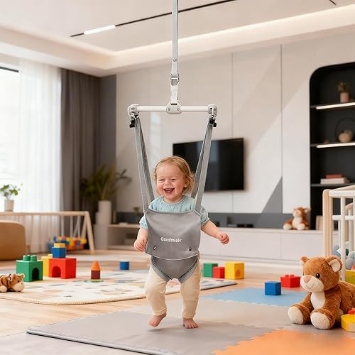 Miniatura 7 de Saltador de puerta para bebé de 6 a 36 meses, puentes y gorilas portátiles para interiores para equilibrio y coordinación, abrazadera segura y