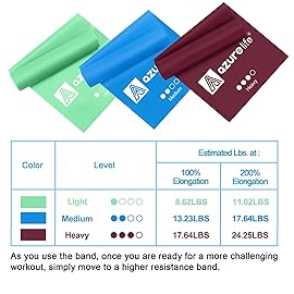 A AZURELIFE Resistance Bands,Professional Long Non-Latex Elastic Stretch Bands,Exercise Bands for Physical Therapy, Yoga, Pilates, Rehab, at-Home or The Gym Workouts, Strength Training