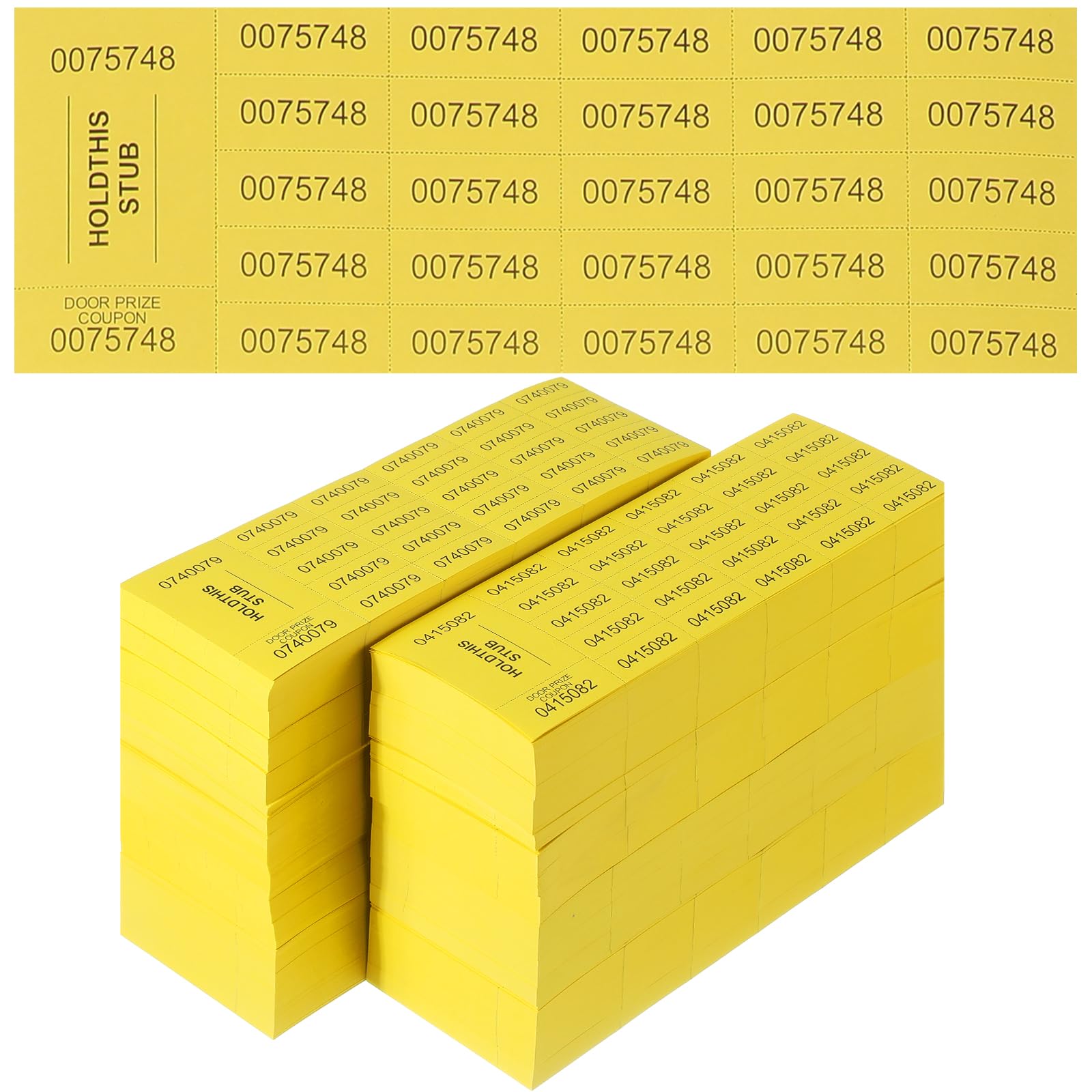 Kosiz 2000 Sheets Raffle Ticket with 25 Bid Numbers Per Sheet Auction Tickets for Chinese Auction Basket Auction Silent Auction Classroom School Church Events (Dark Yellow)