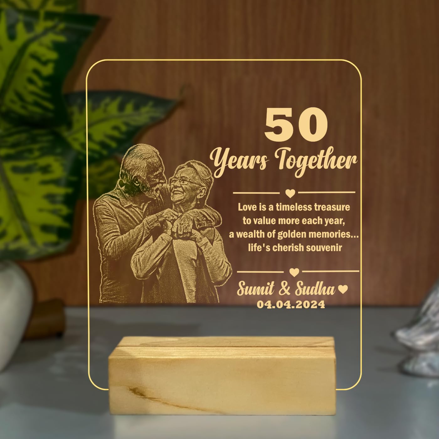 50th Wedding Anniversary Personalized Led Lamp | Customized Photo Frame Lamp Gift for Life Partner | Gift for Parents on her Anniversary-image-7