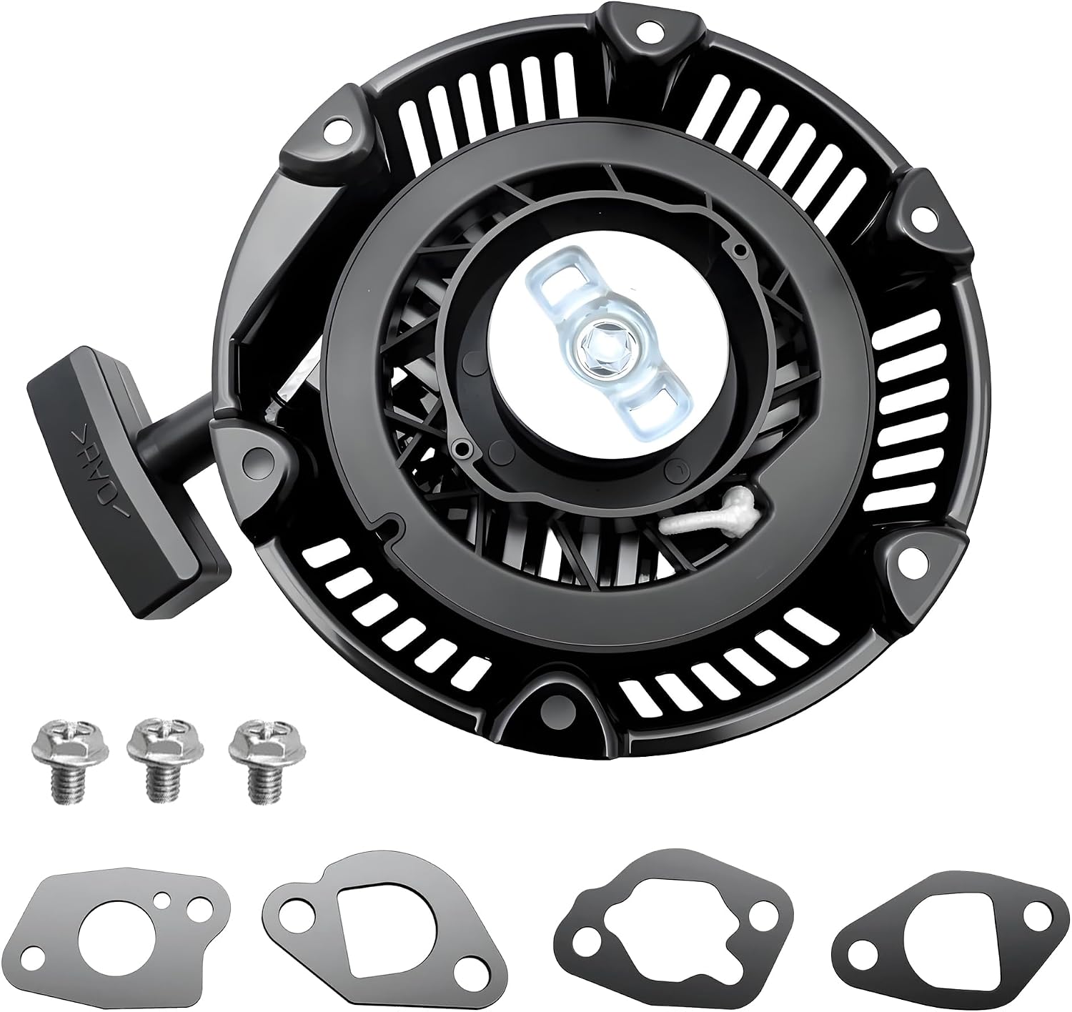 Recoil Starter Compatible with B & S Pull Start Assembly 306cc 10hp, for Generator Pressure Washer Parts Black 6 Holes Replace 591781