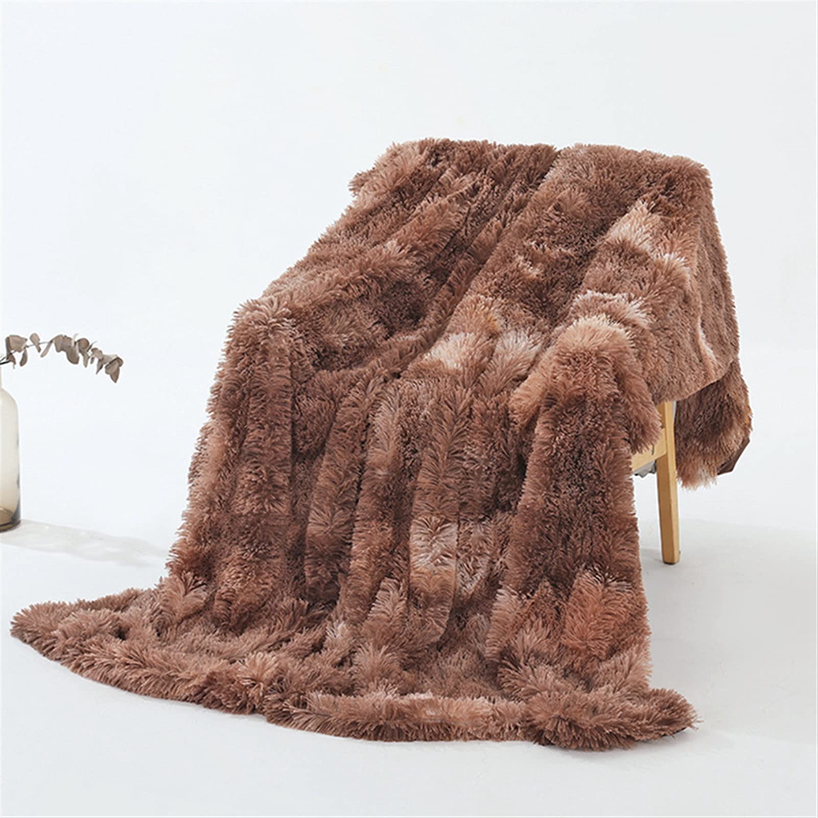 Couverture de lit Shaggy en peluche épaisse pour décoration raffinée