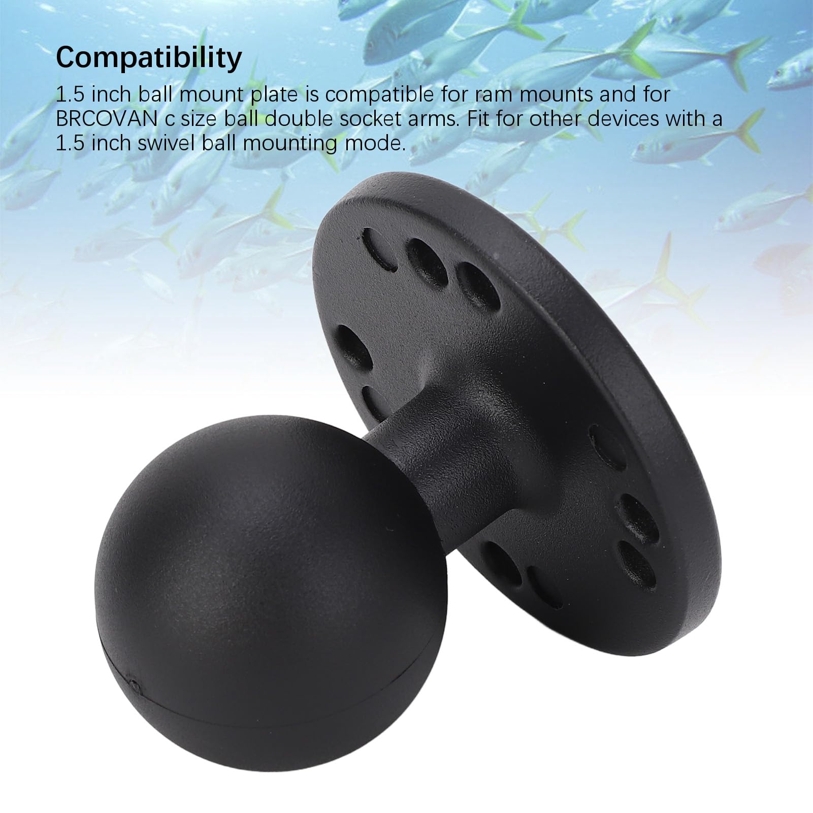 Base de Montaje de Bola de 1,5 Pulgadas con Placa Redonda con Orificio AMPS de aleación de Aluminio, Compatible con Soportes RAM, Brazo de Doble Casquillo de Bola de 1,5 Pulgadas - 5