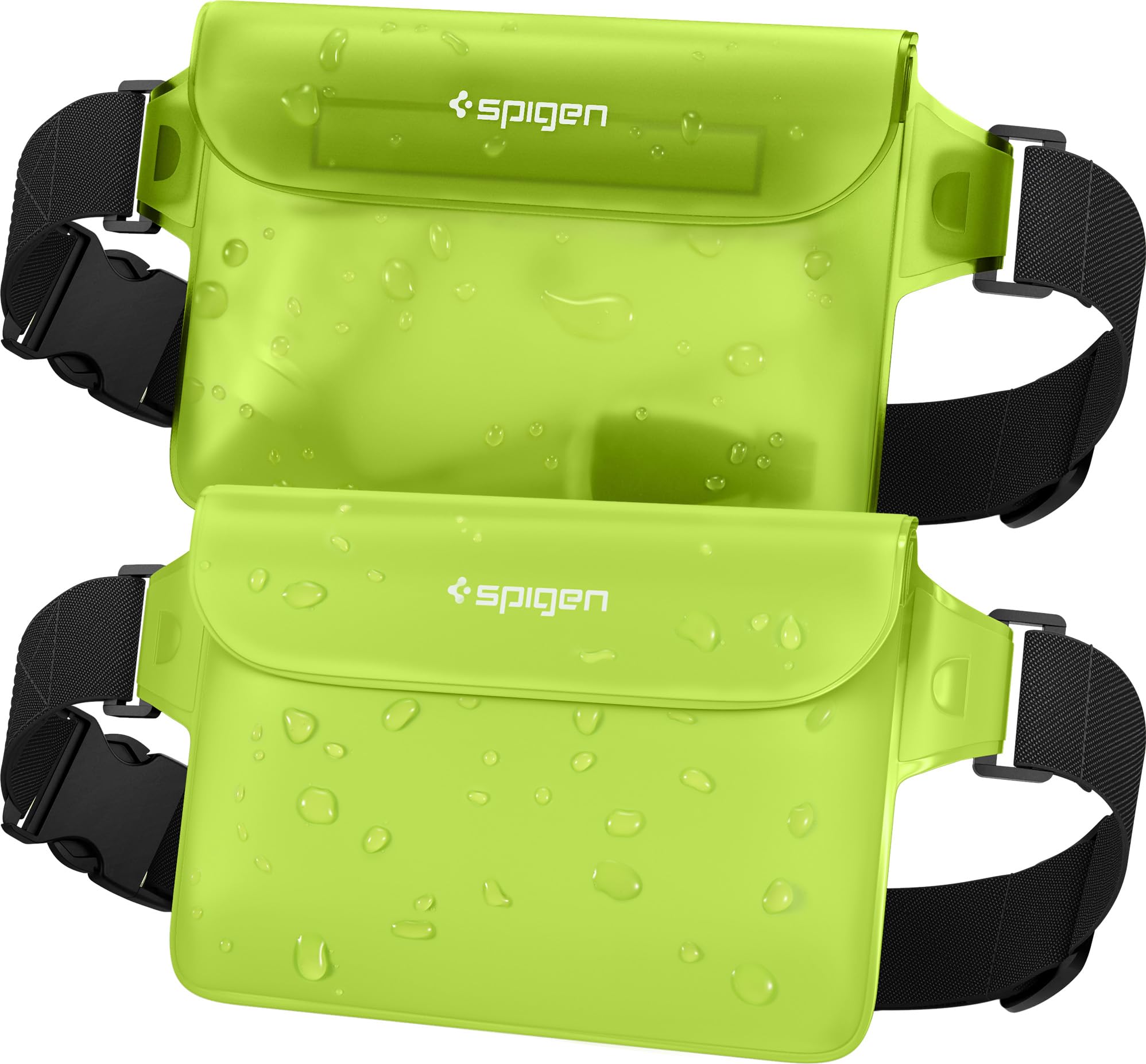 Spigen wasserdichte Tasche [Aqua Shield] [2 Stuck] Waterproof Bag Bauchtasche IPX8 kompatibel mit iPhone 16/15/14/13 Serien, Galaxy S25/S24/S23 und Allen Smartphones - Cactus Green