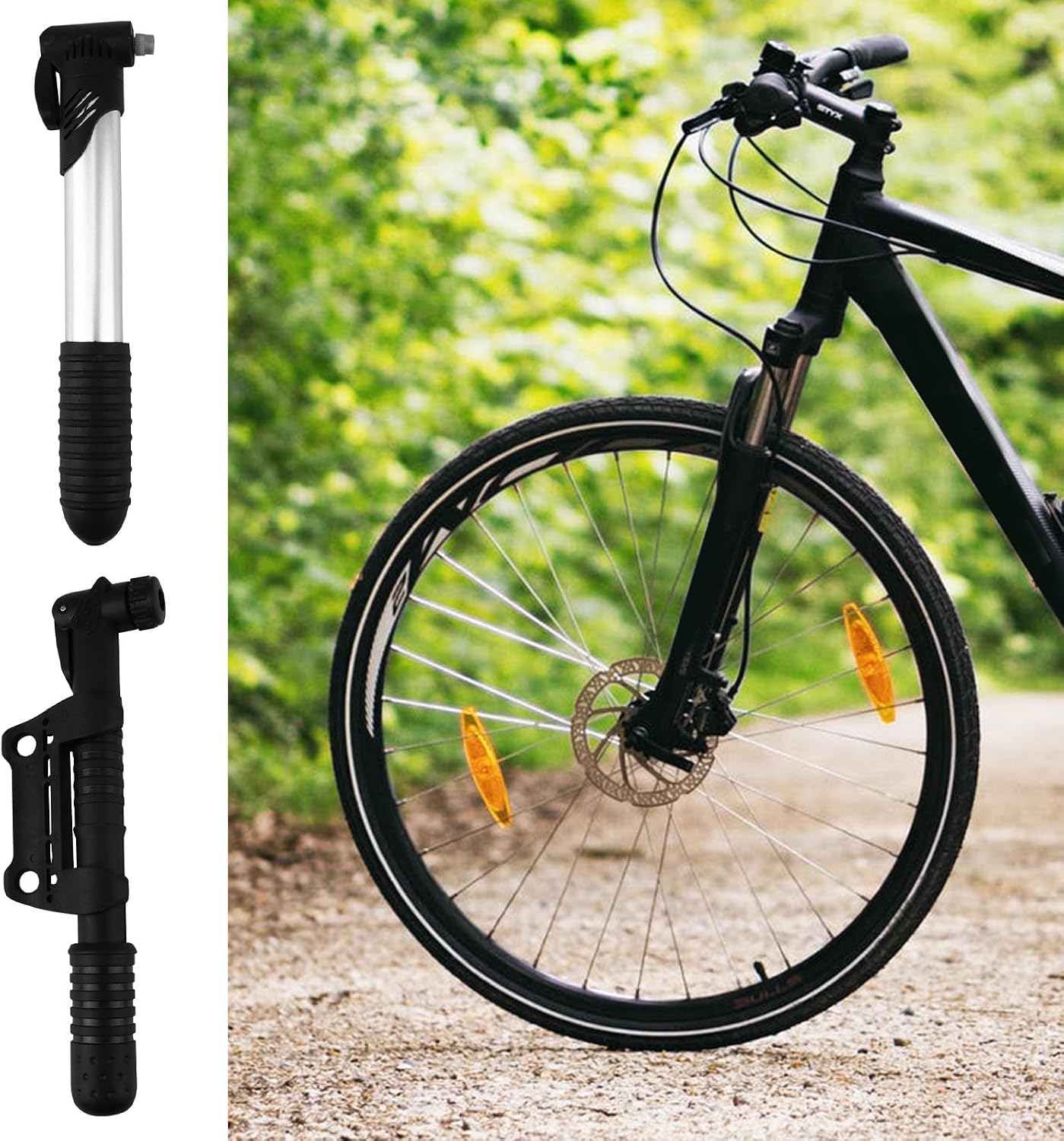 KALLORY 2pcs Portable Bike Air Pump Tire Inflator High Pressure Mini Bicycle Pump for Mountain Bike Football Ball Inflation Compact Cycling Accessories