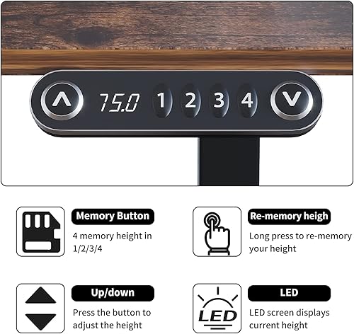 Miniatura 7 de Radlove Escritorio eléctrico de pie ajustable en altura, estación de trabajo de escritorio de pie de 55 x 30 pulgadas, tablero de empalme, mesa de