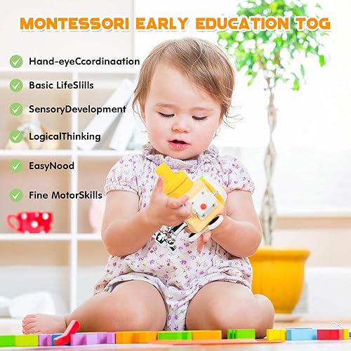 Miniatura 5 de lonfypeng Busy Cube para niños, juguete sensorial de viaje para niños pequeños, juguetes educativos de aprendizaje, juguetes Montessori 7 en 1 para