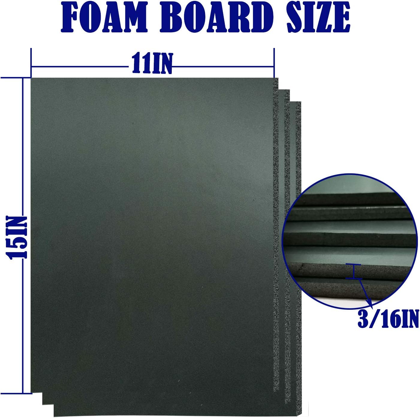 15Pack Foam Core Board, 11”x15” Black Foam Board, 3/16” / 5MM Thick Mat Board Center, Foam Backing Boards for Mounting Photographs and Artwork, 3-D Modeling, Signage, Poster Making