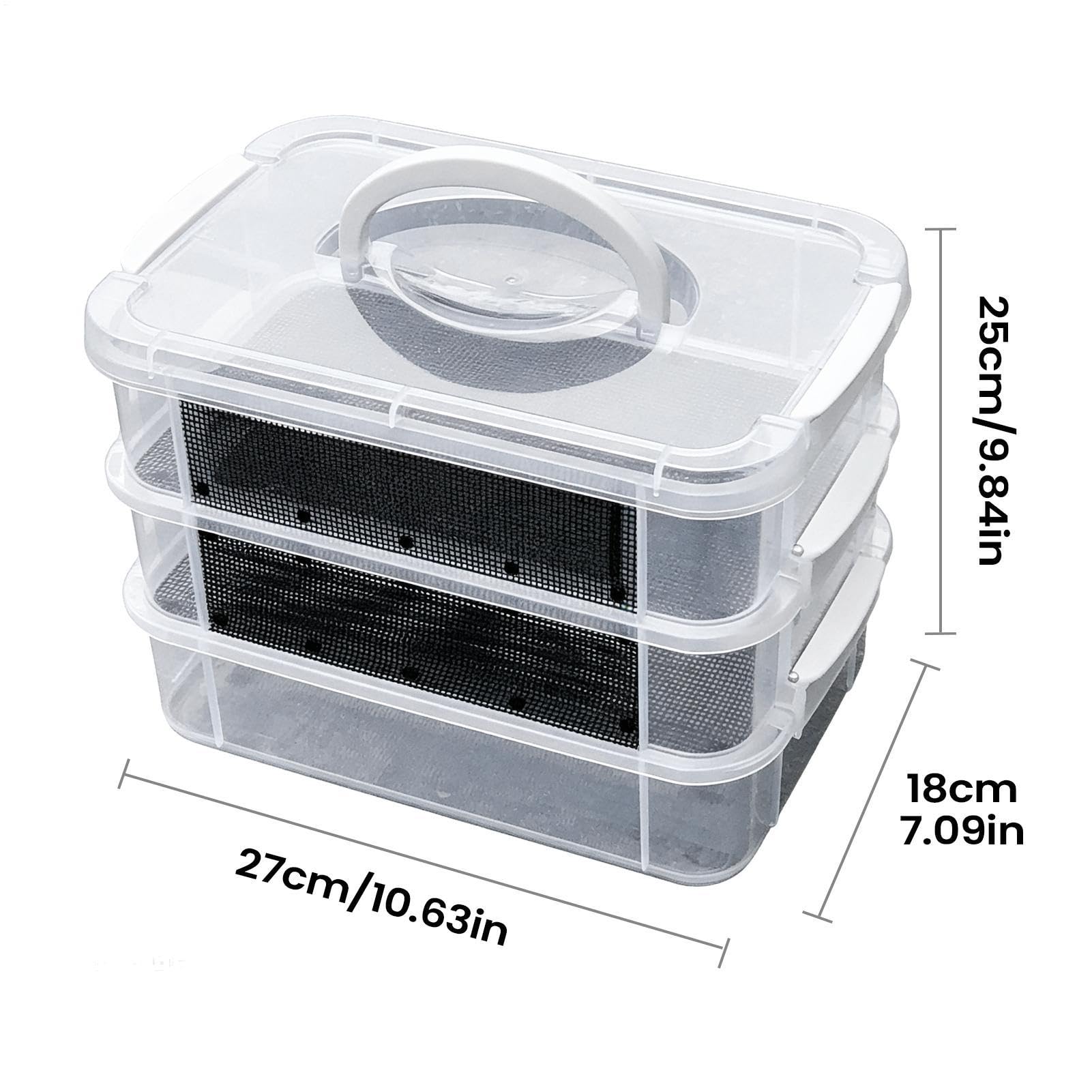 Kit Élevage Ver De Farine Vivant - Bac Nourrisseur À 2/3 Niveaux pour À Soie, Boîte Élevage Ver Farine, Conteneur d'alimentation pour De Farin pour Poules, Grenouilles, Lézards