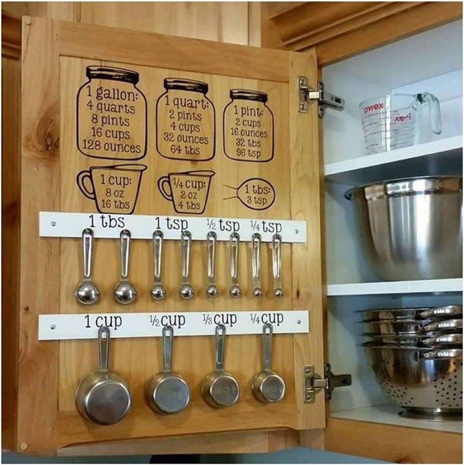 Set Kitchen Baking Cooking Cups Spoons Vinyl Decals - Measuring CONVERSIONS