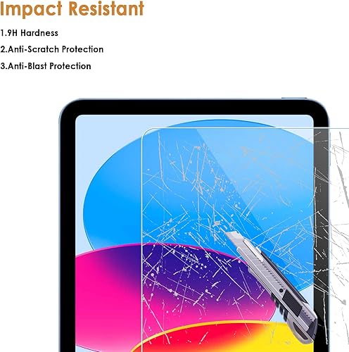 Miniatura 5 de Hianjoo Paquete de 2 protectores de pantalla compatibles con iPad de 10. generación 2022 de 10.9 pulgadas, claridad HD, dureza 9, repuesto de vidrio