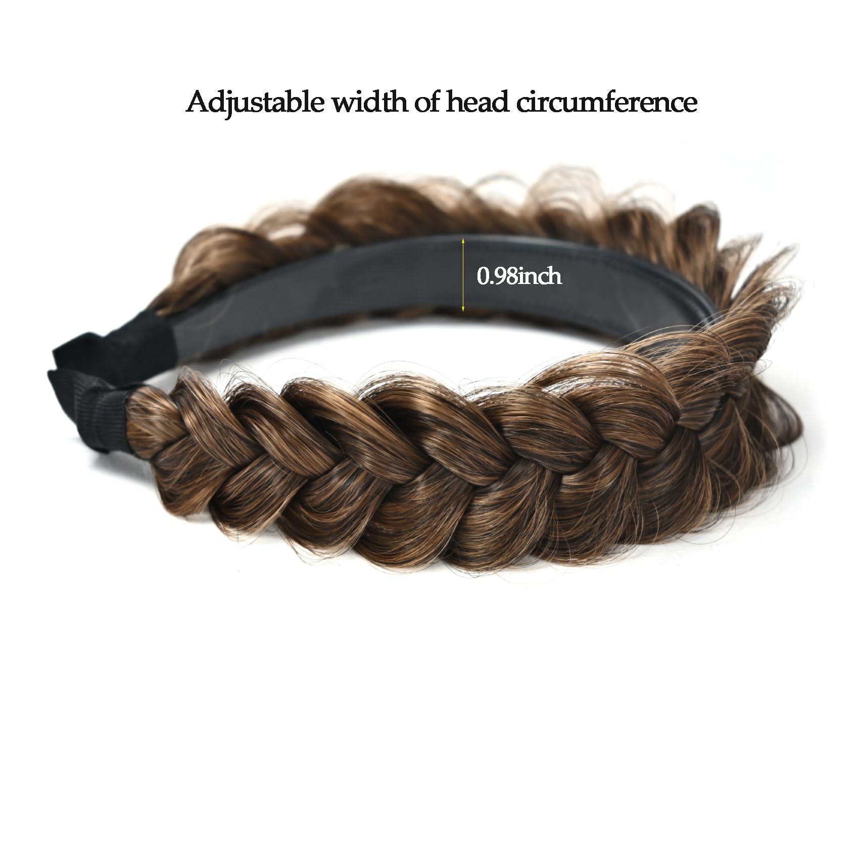 Wide Braided Headband Elastic Non-slip Hair Accessory for Women Girl Qianyu Braided Headband 3 Strands Messy Classic Thick Wide  main image 2
