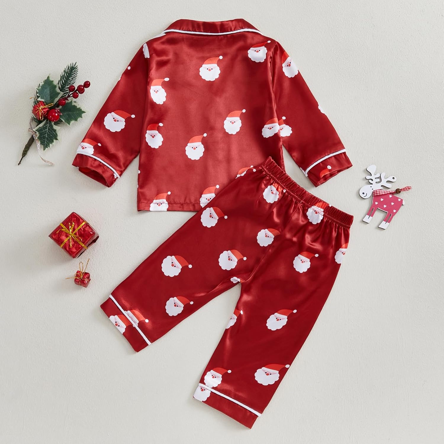Christmas Pajamas For Kids Toddler Girl Boys Pjs Santa Shirts Tops Long Pants Lounge Suit Sleepwear Fall Pjs Set - Image 4