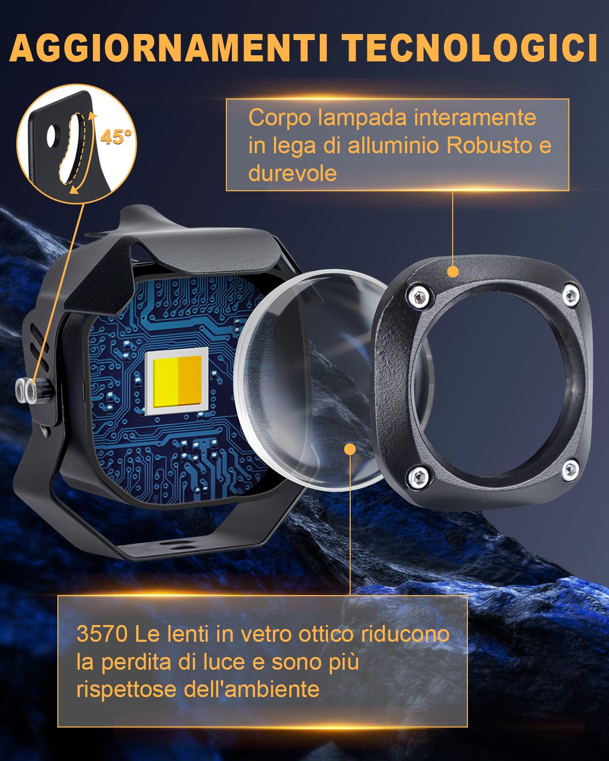Dinfu 30W Faro aggiuntivo LED per moto - Fari antinebbia rotondi LED 9V-60V, IP68, con 3 modelli di lampeggiamento e 2 supporti di montaggio per moto, ATV, UTV, 4x4, camion