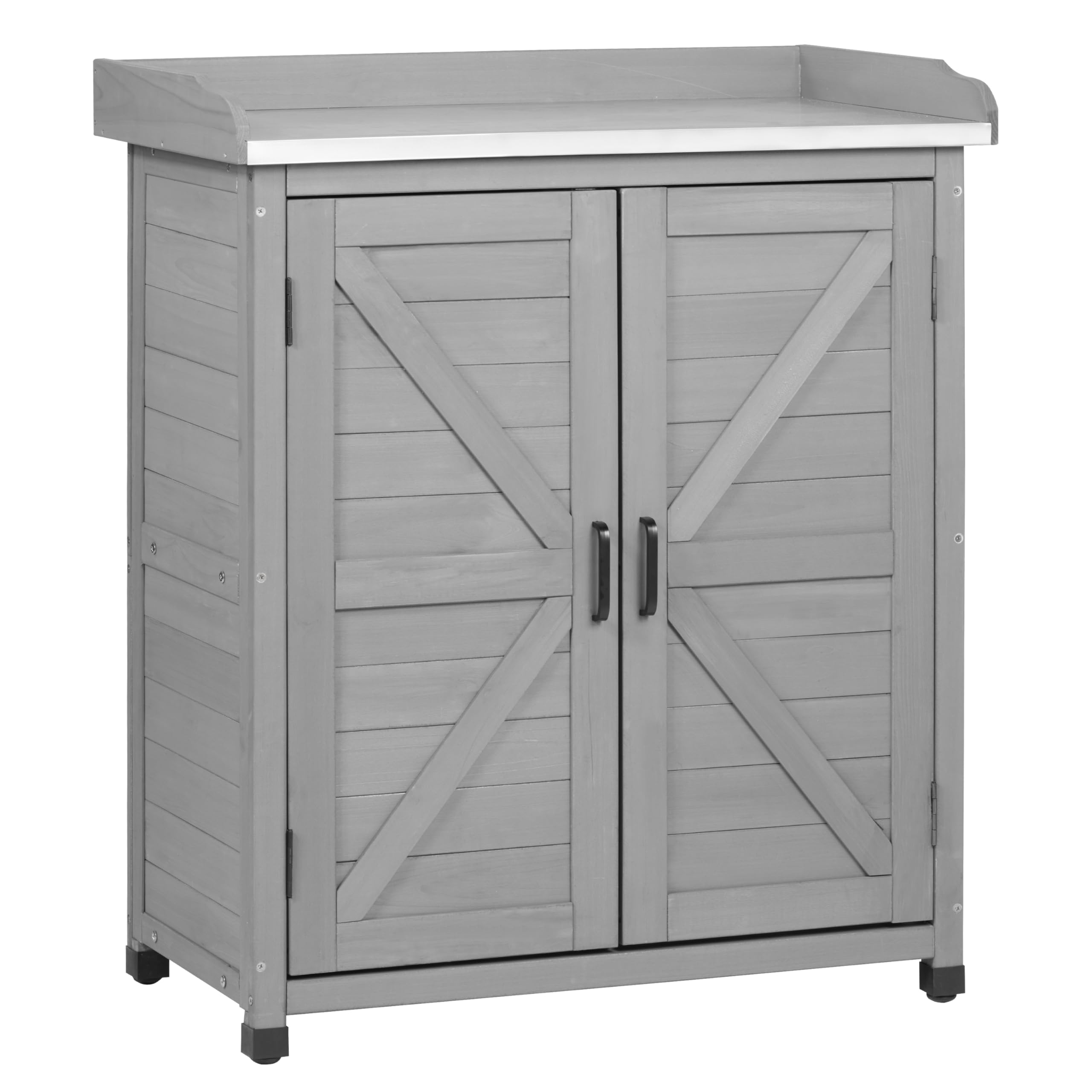 Outdoor Potting Bench with Storage Cabinet Classic Grey