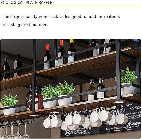 Miniatura 5 de Estante industrial de montaje en techo, estante de techo, estante para vino, estantería colgante para colgar en el techo, estantes flotantes