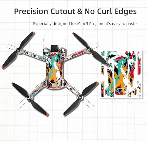 Miniatura 6 de Calcomanías de piel compatibles con DJI Mini 3 Pro, impermeables, a prueba de arañazos, juego de calcomanías para DJI Mini 3 Pro Drone y controlador