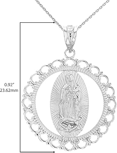 Miniatura 4 de Collar con colgante católico de plata de ley 925 con la milagrosa Inmaculada Concepción de Nuestra Señora de Guadalupe Elección de solo colgante o