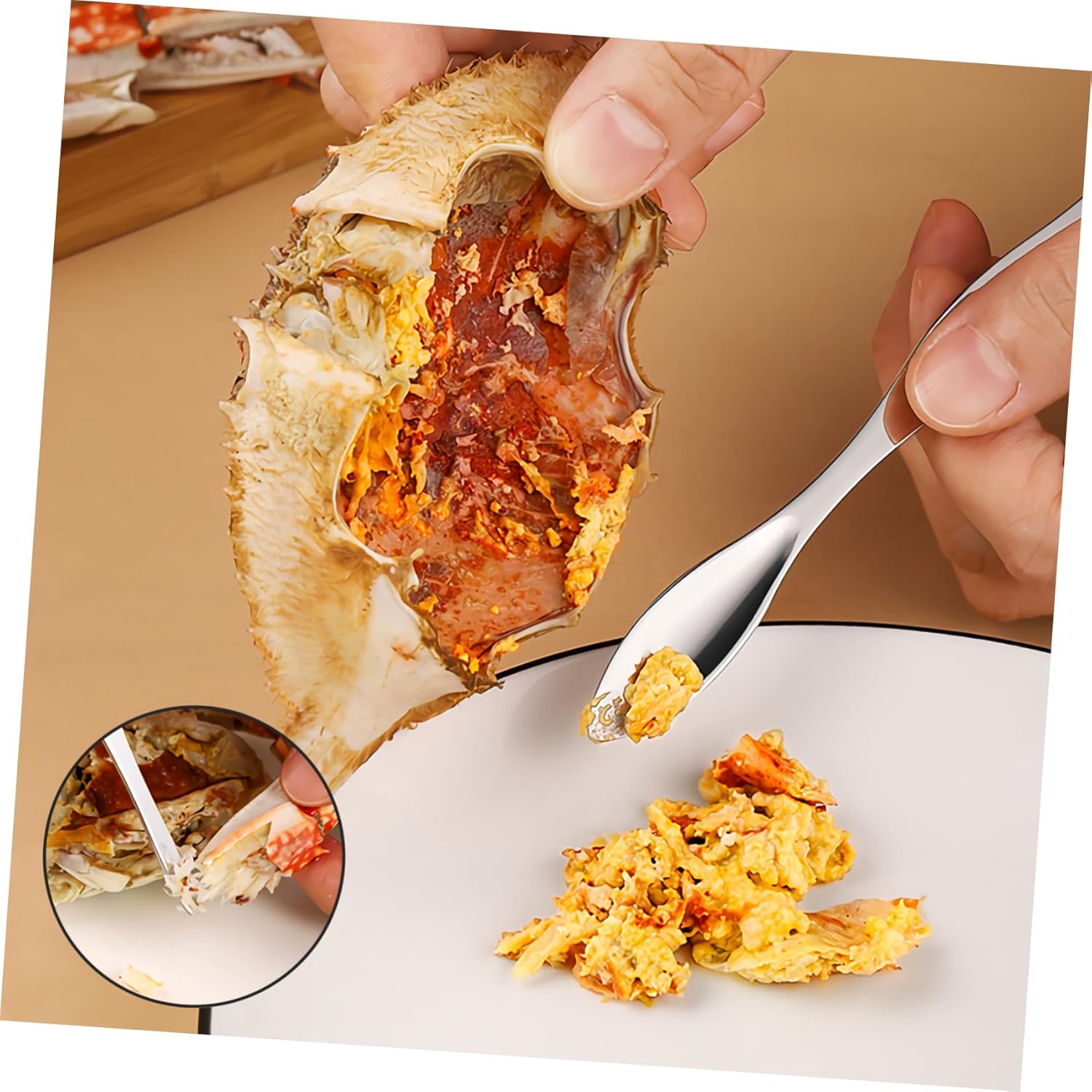 PRETYZOOM Stainless Steel Crab Eating Tools Lobster Cracker Scissors Seafood Forks Kitchen Gadget Easy to Use for Home and Restaurant