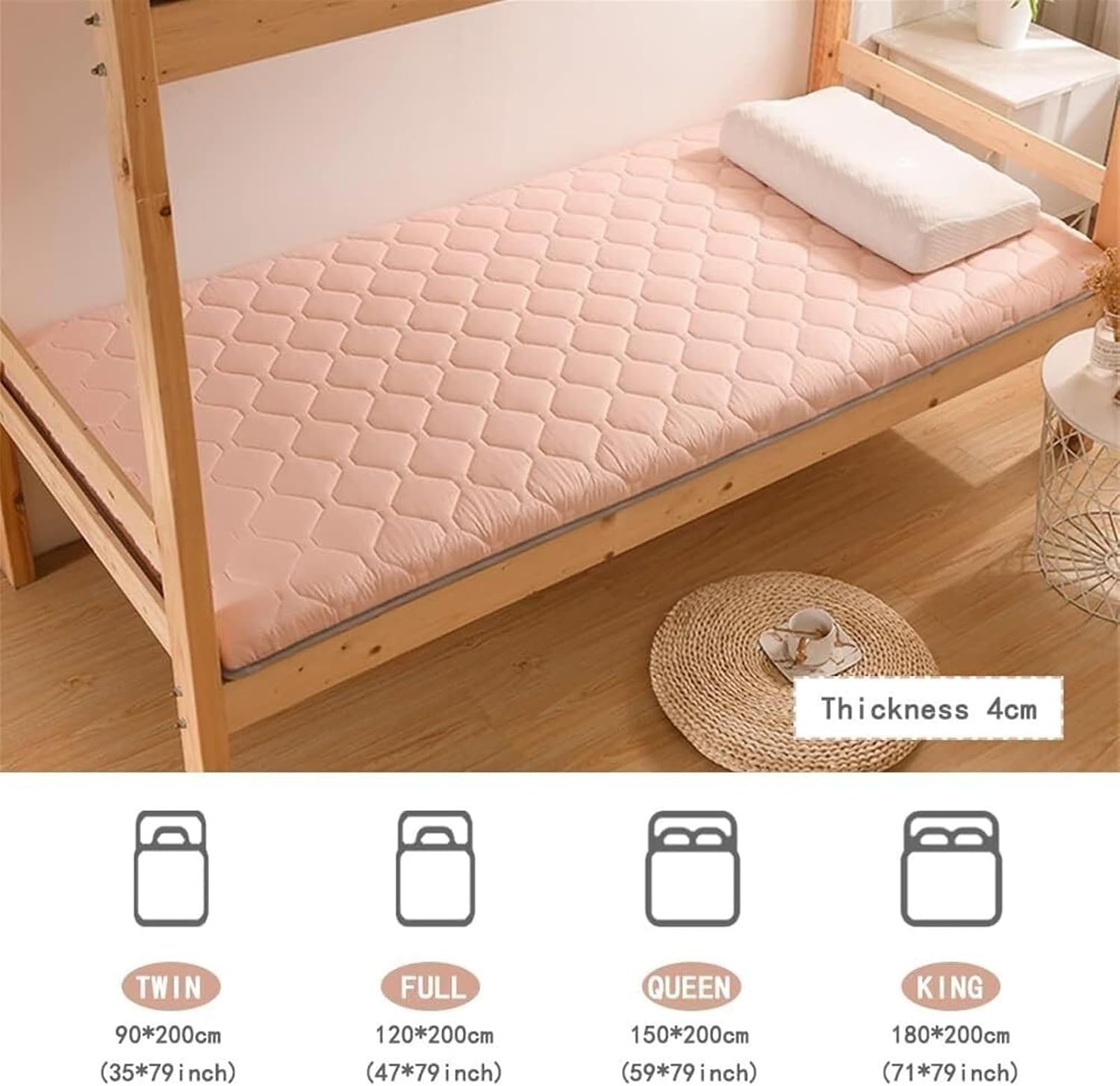 Japanese Folding Tatami Mattress Mat, Single Double Japanese Futon Floor Mattress, Folding Bed Portable Camping Mattress, Floor Lounger Sofa Bed(Color:D,Size:Single(90x200cm))