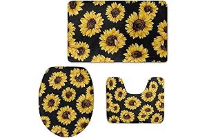 FOR U DESIGNS Sumptuous 3-Piece Sunflower Bathroom Rug Set